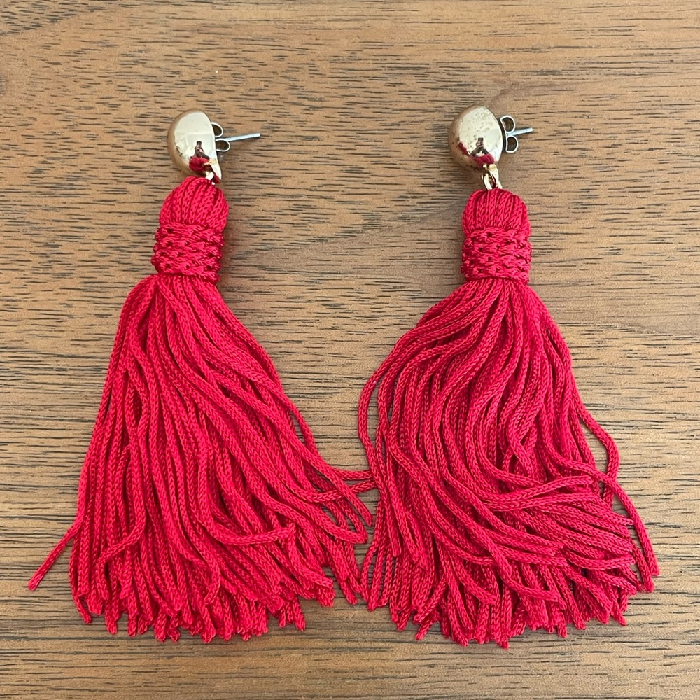 Red Tassel Earrings